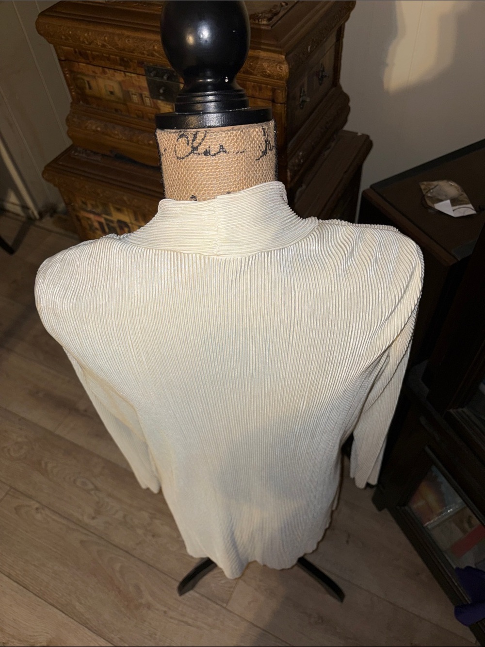 Cyrus Light Cream Open-Front Ribbed Cardigan - Picture 6 of 8